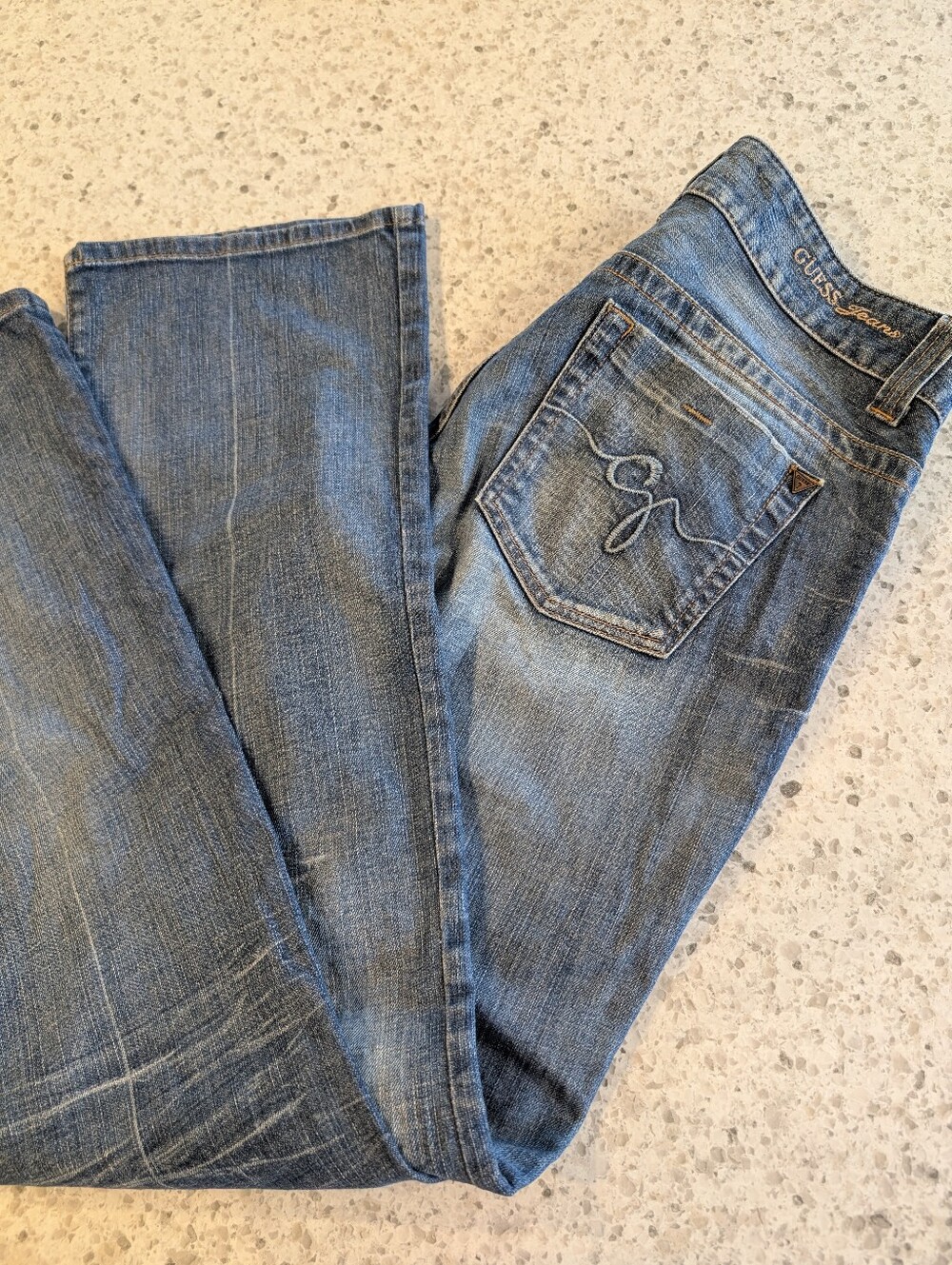 Vintage Y2K Guess Jeans 30 Daredevil Bootcut Denim Pants Distressed Blue Jean